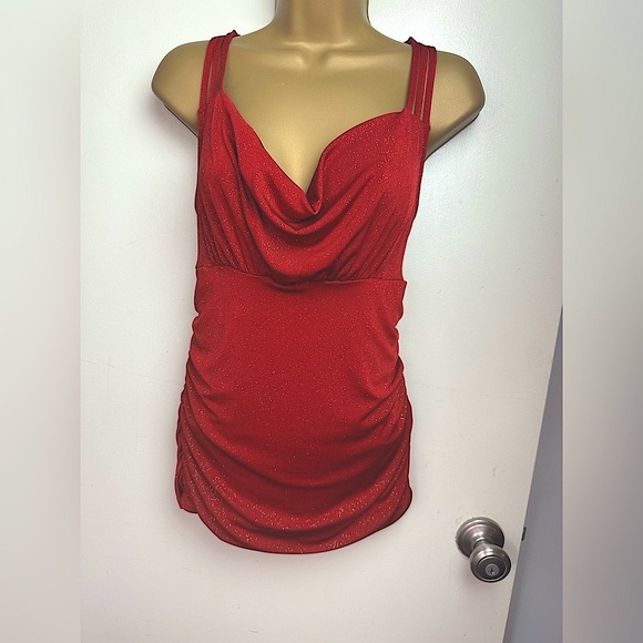 HeartSoul Red Gold Glittery Y2K Vintage Strappy Stretch Fairy Whimsy-Goth Top XL - Picture 1 of 15